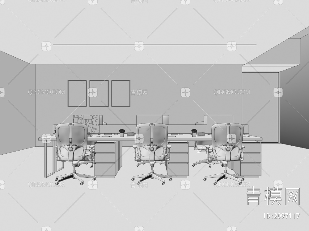 办公桌椅3D模型下载【ID:2097117】