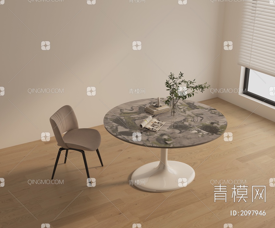 圆桌椅 餐桌3D模型下载【ID:2097946】