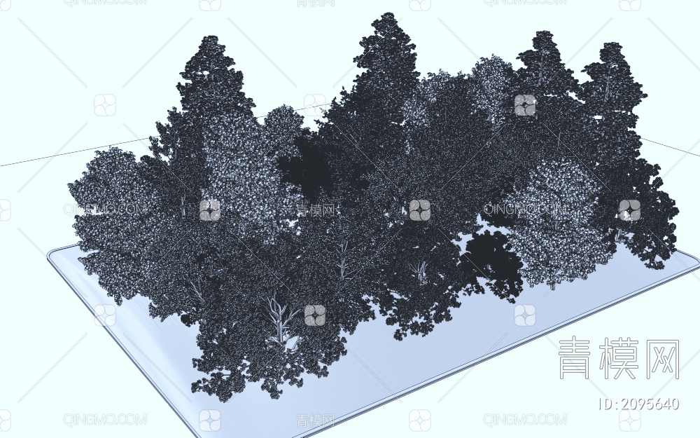 公园植物 组团树 大树 小树3D模型下载【ID:2095640】
