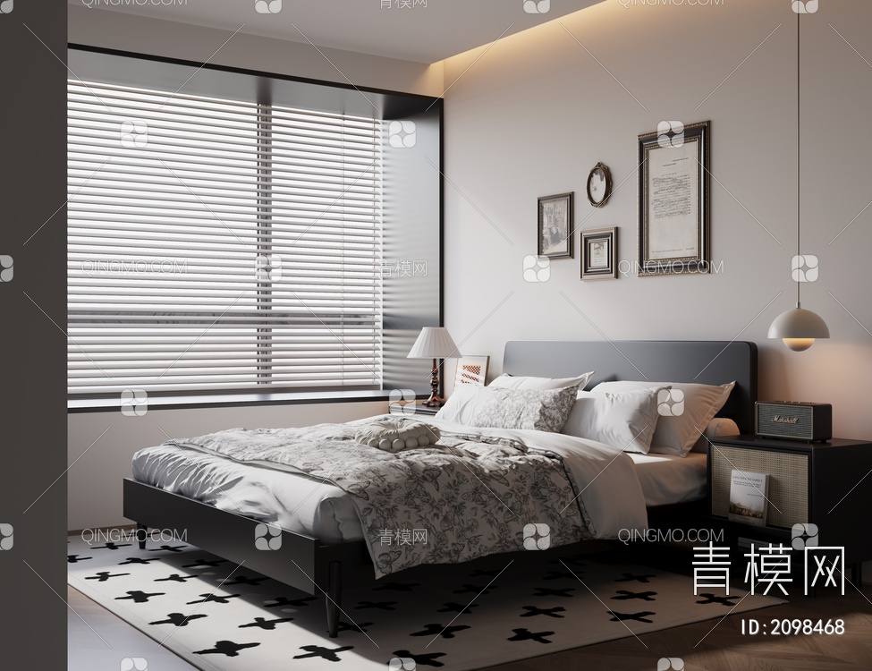 卧室 双人床3D模型下载【ID:2098468】