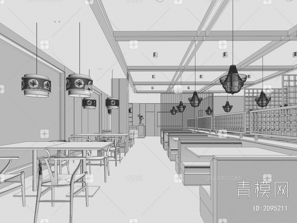 中餐厅_餐饮空间_餐厅家具_饭馆3D模型下载【ID:2095211】