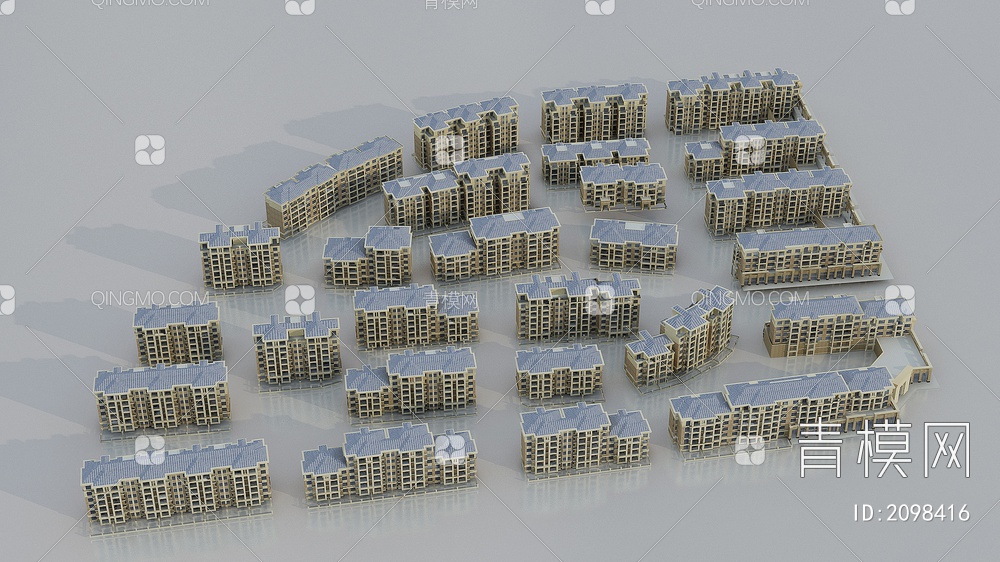 建筑 住宅楼 住宅 临街商业网点3D模型下载【ID:2098416】