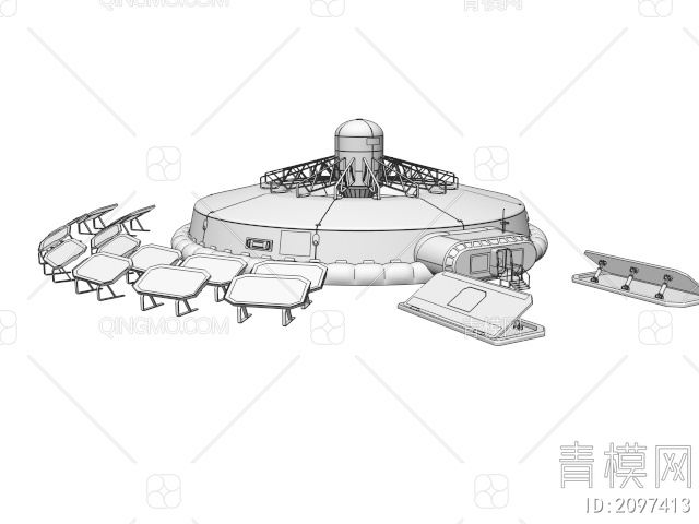 器材 月球基地太阳能3D模型下载【ID:2097413】