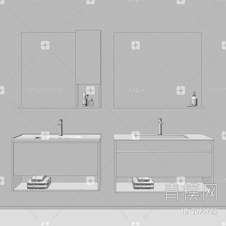 卫浴柜 浴室柜 洗手台3D模型下载【ID:2095785】