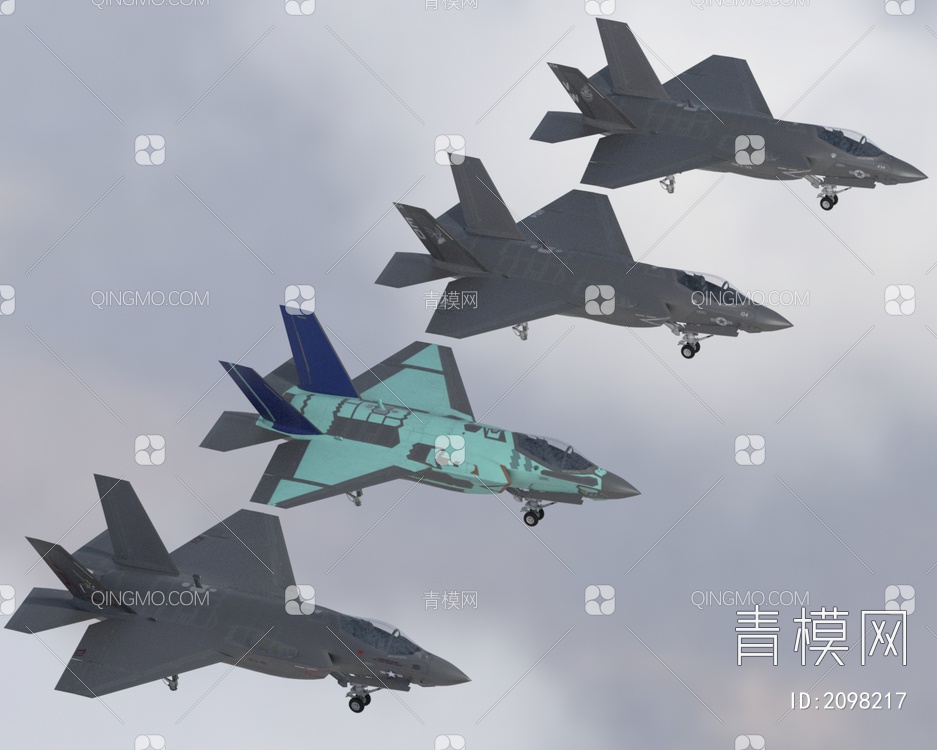 f35c战斗机4套涂装3D模型下载【ID:2098217】