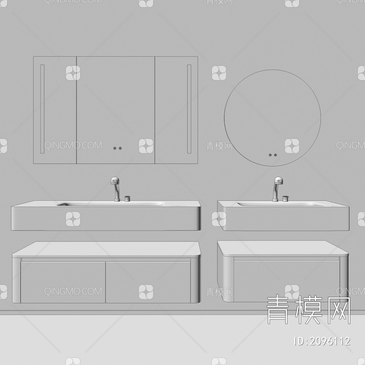 卫浴柜 浴室柜 洗手台3D模型下载【ID:2096112】