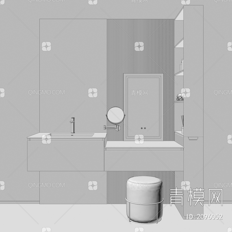 卫浴柜 浴室柜 洗手台3D模型下载【ID:2096052】