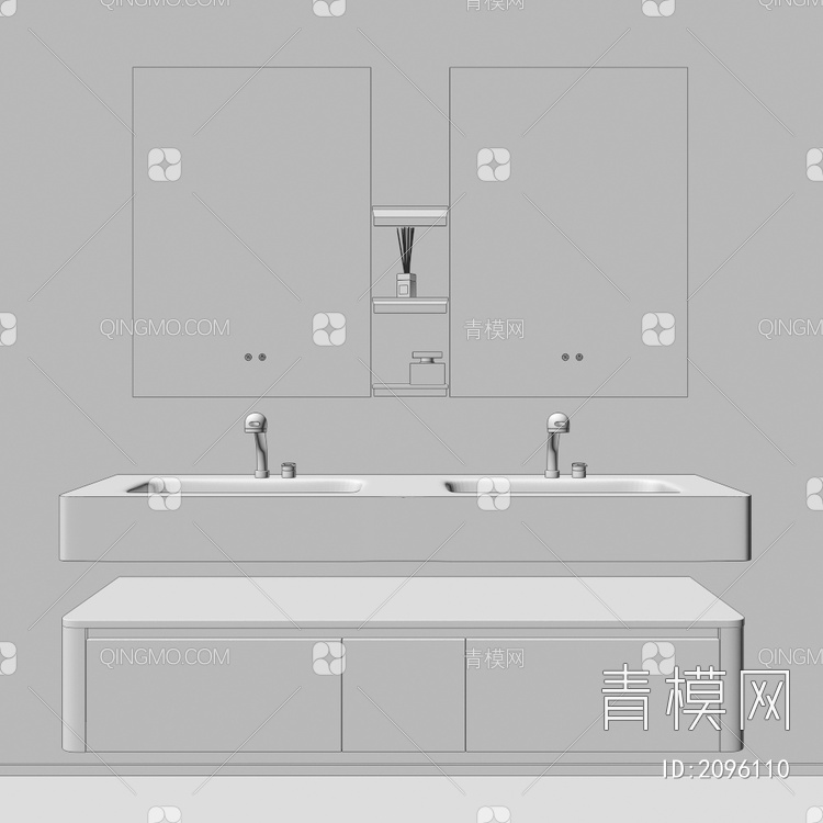 卫浴柜 浴室柜 洗手台3D模型下载【ID:2096110】