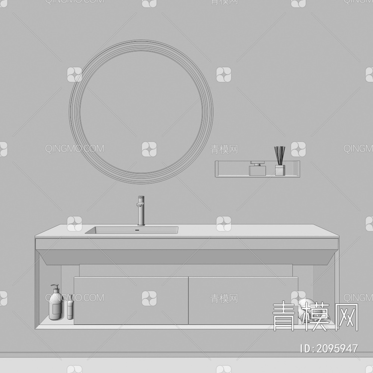 卫浴柜 浴室柜 洗手台3D模型下载【ID:2095947】