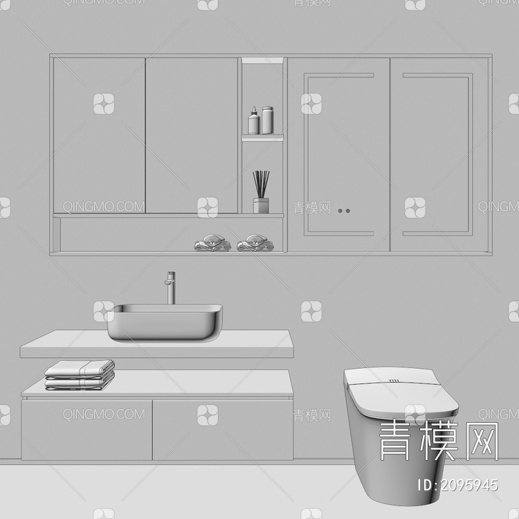 卫浴柜 浴室柜 洗手台3D模型下载【ID:2095945】