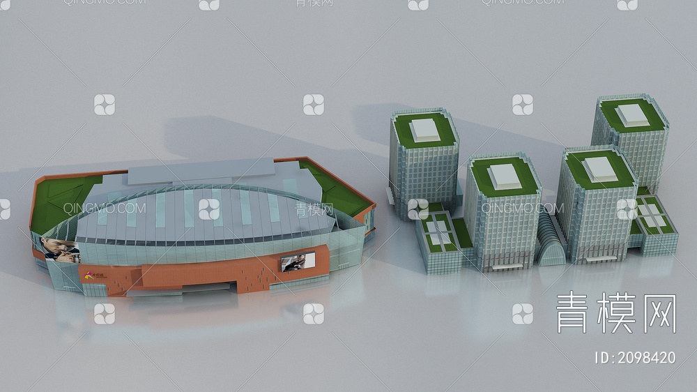 公共建筑 商业综合体 公寓楼 写字间3D模型下载【ID:2098420】