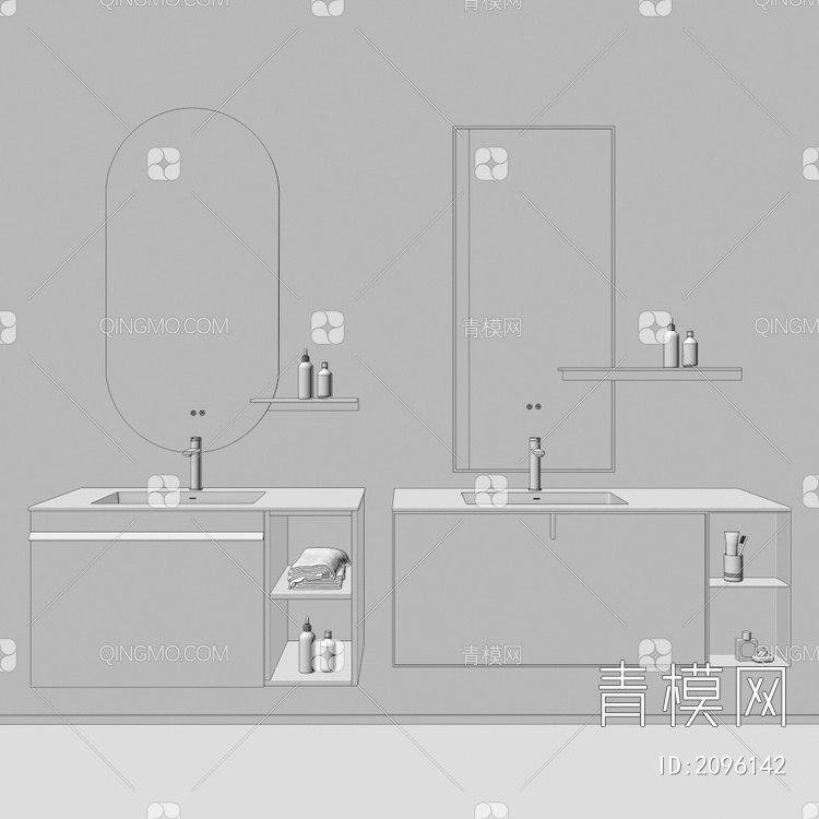 卫浴柜 浴室柜 洗手台3D模型下载【ID:2096142】