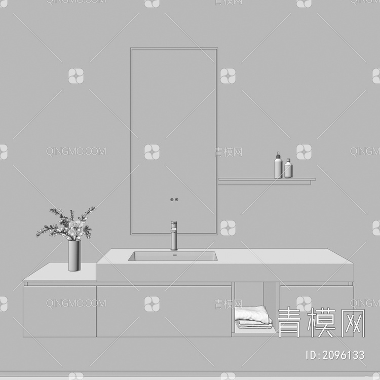 卫浴柜 浴室柜 洗手台3D模型下载【ID:2096133】