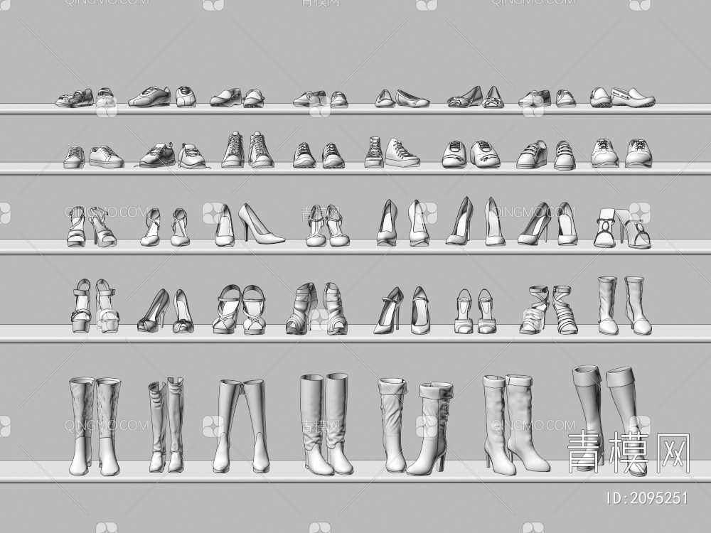 筒靴皮鞋凉鞋运动鞋3D模型下载【ID:2095251】