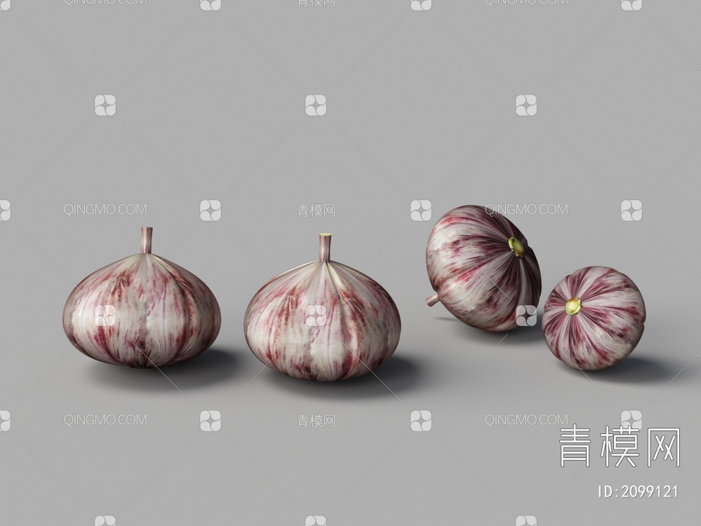 食品 蔬菜 大蒜 蒜头 新蒜3D模型下载【ID:2099121】