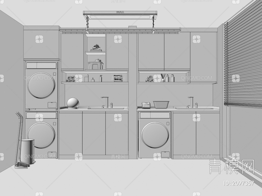 洗衣柜 洗衣机柜 洗衣房3D模型下载【ID:2097357】
