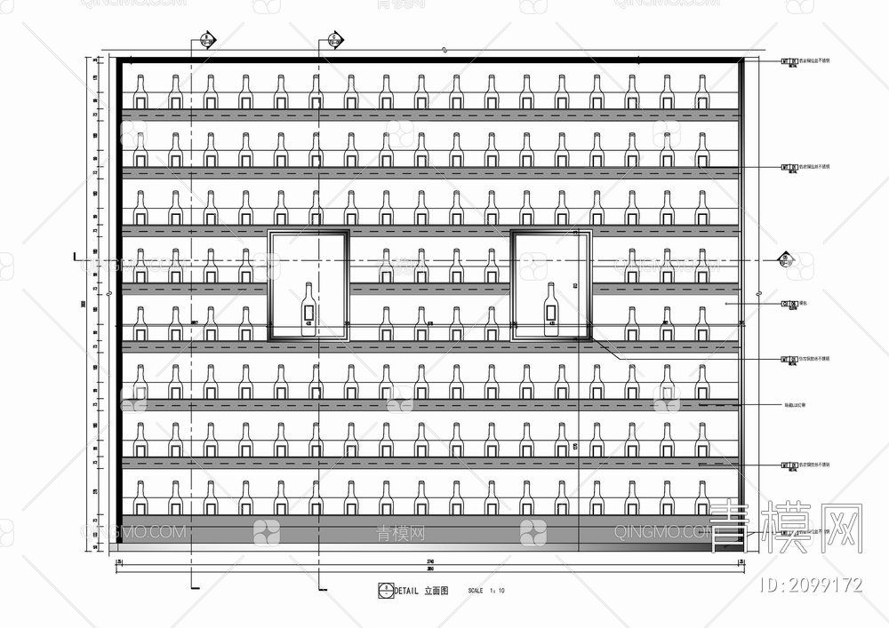 酒柜储酒室红酒架酒吧台施工详图【ID:2099172】