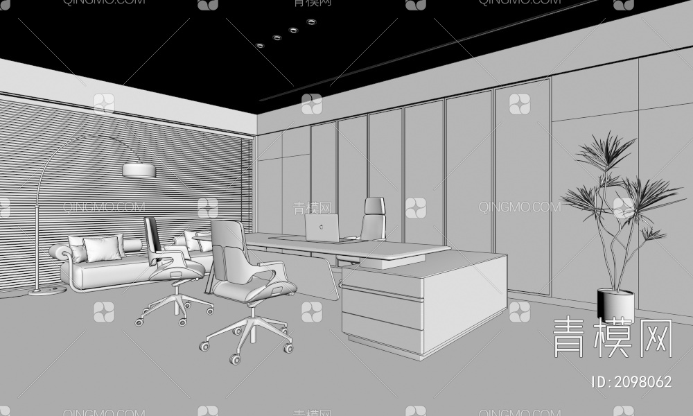 经理办公室 办公桌 老板台 老板椅 总经理办公室桌椅3D模型下载【ID:2098062】