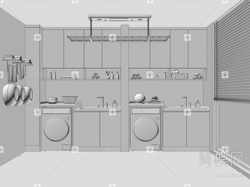 洗衣柜 洗衣机柜 洗衣房3D模型下载【ID:2097252】