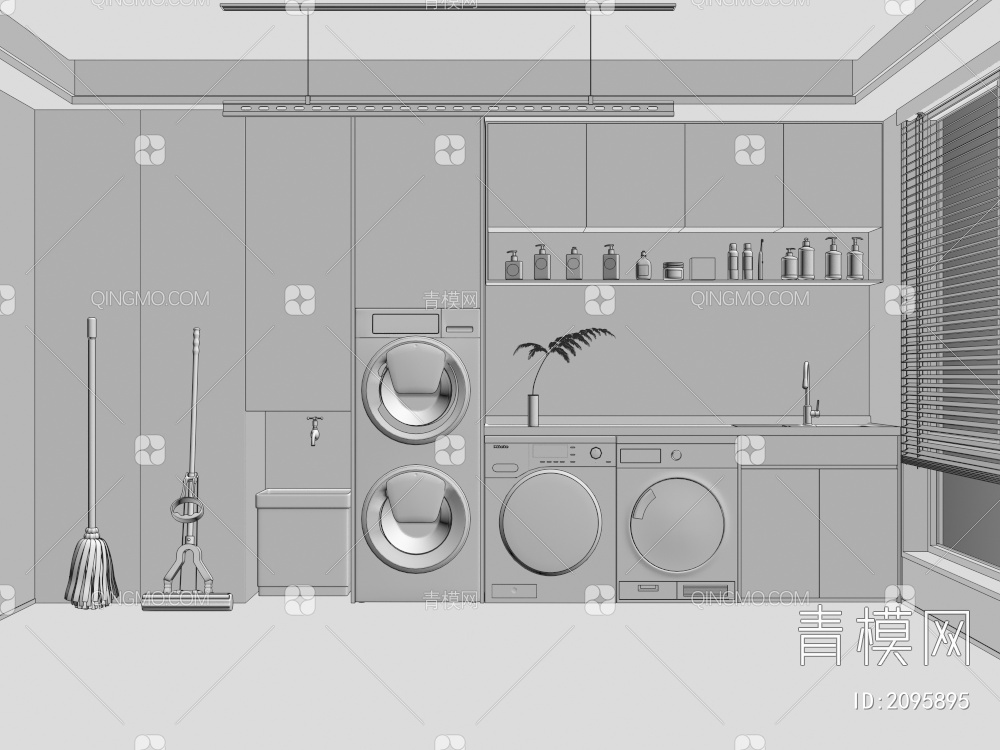 阳台洗衣机柜3D模型下载【ID:2095895】