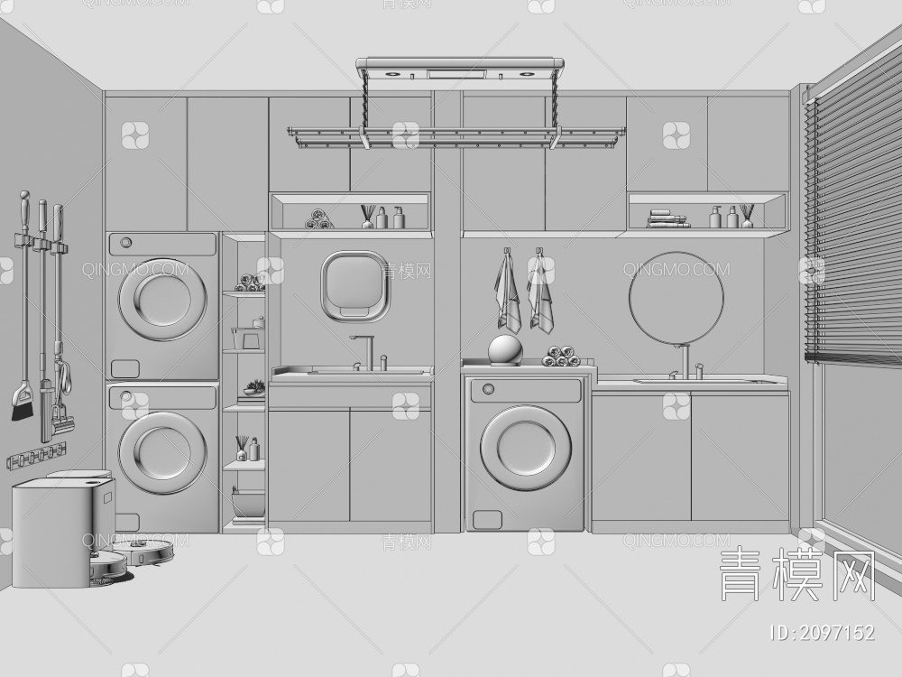洗衣柜 洗衣机柜 洗衣房3D模型下载【ID:2097152】