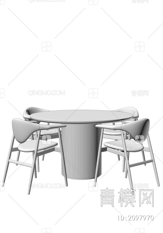 WestElm餐桌椅组合3D模型下载【ID:2097970】