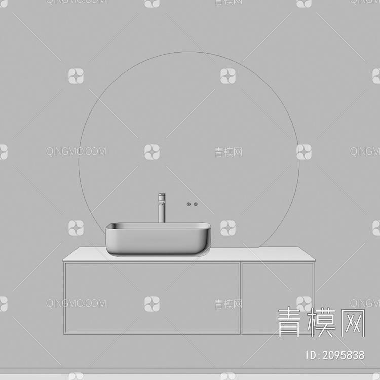 卫浴柜 浴室柜 洗手台3D模型下载【ID:2095838】