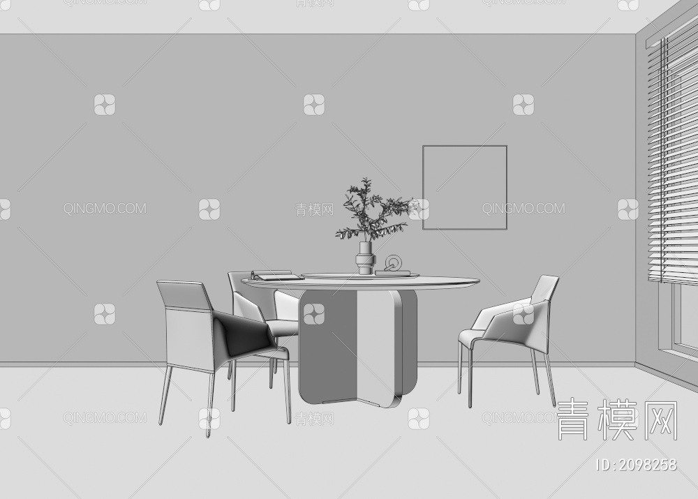圆形餐桌餐椅3D模型下载【ID:2098258】