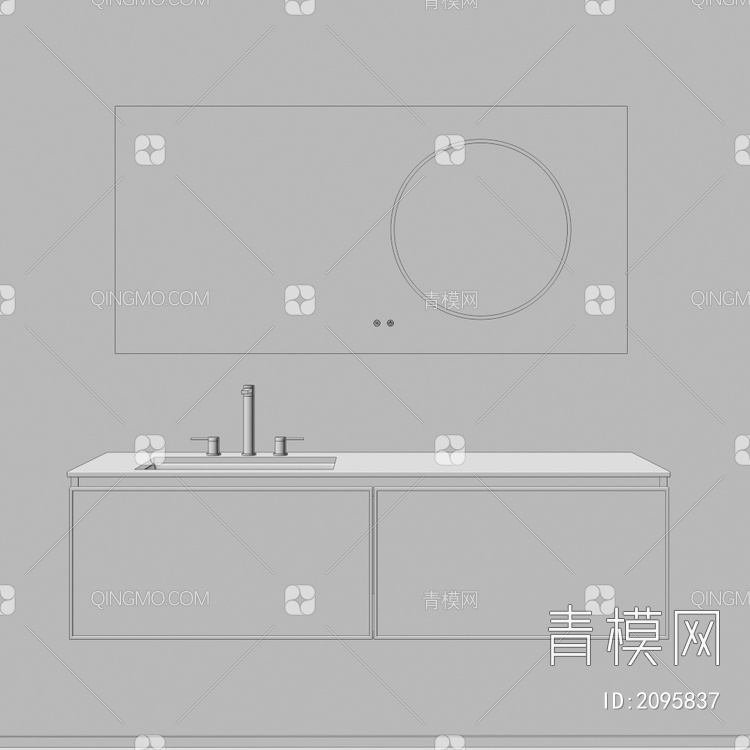 卫浴柜 浴室柜 洗手台3D模型下载【ID:2095837】