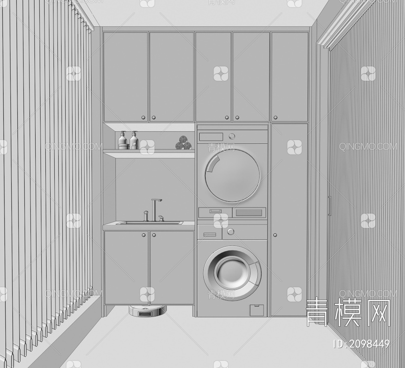 洗衣机柜3D模型下载【ID:2098449】