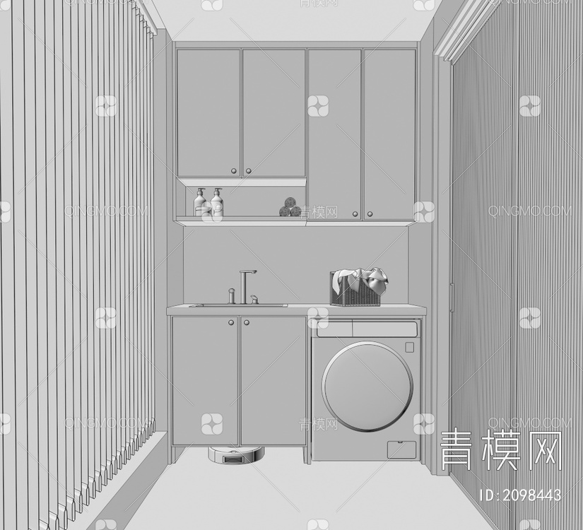 洗衣机柜3D模型下载【ID:2098443】