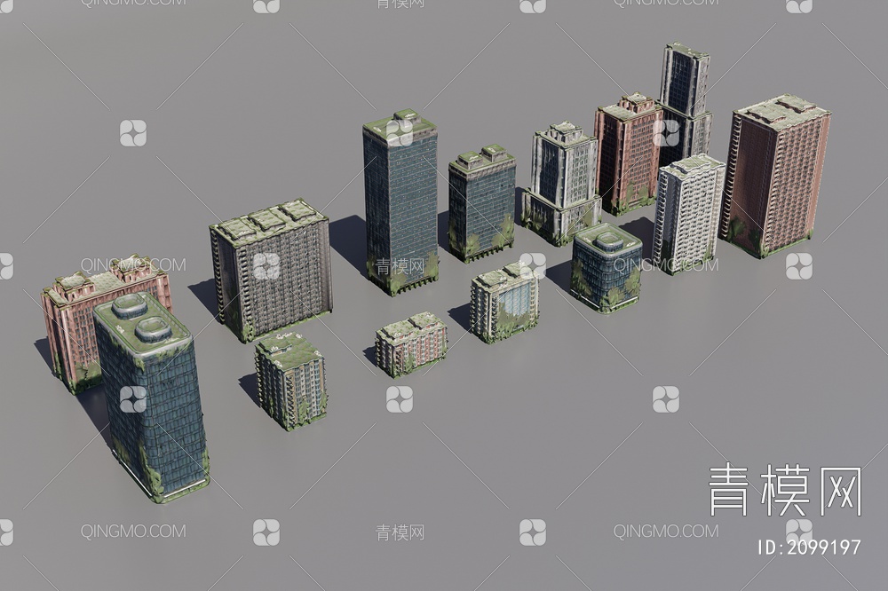 长满苔藓的破旧建筑配楼3D模型下载【ID:2099197】