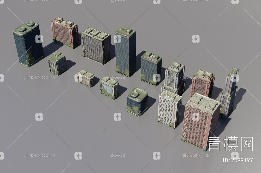 长满苔藓的破旧建筑配楼3D模型下载【ID:2099197】