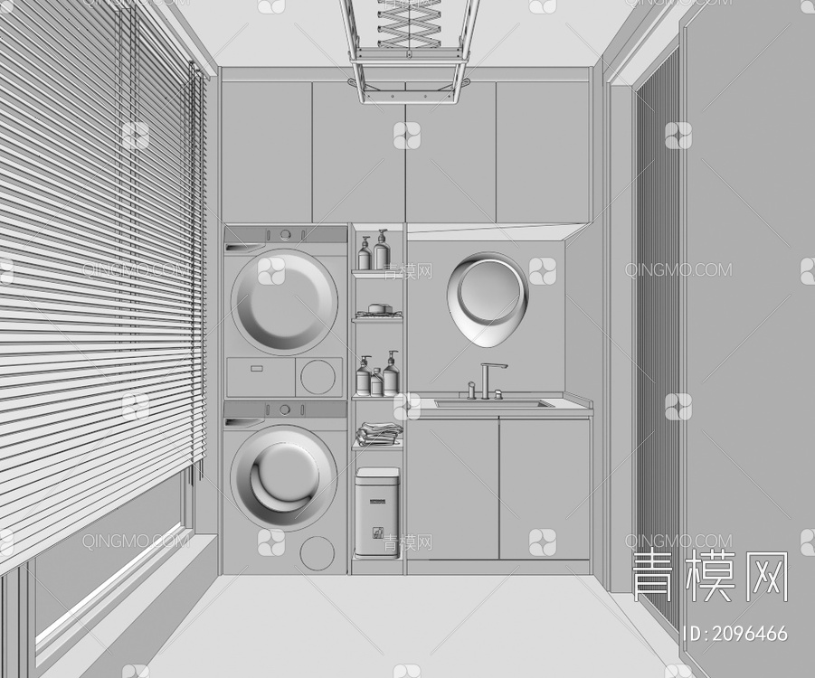 阳台洗衣机柜3D模型下载【ID:2096466】