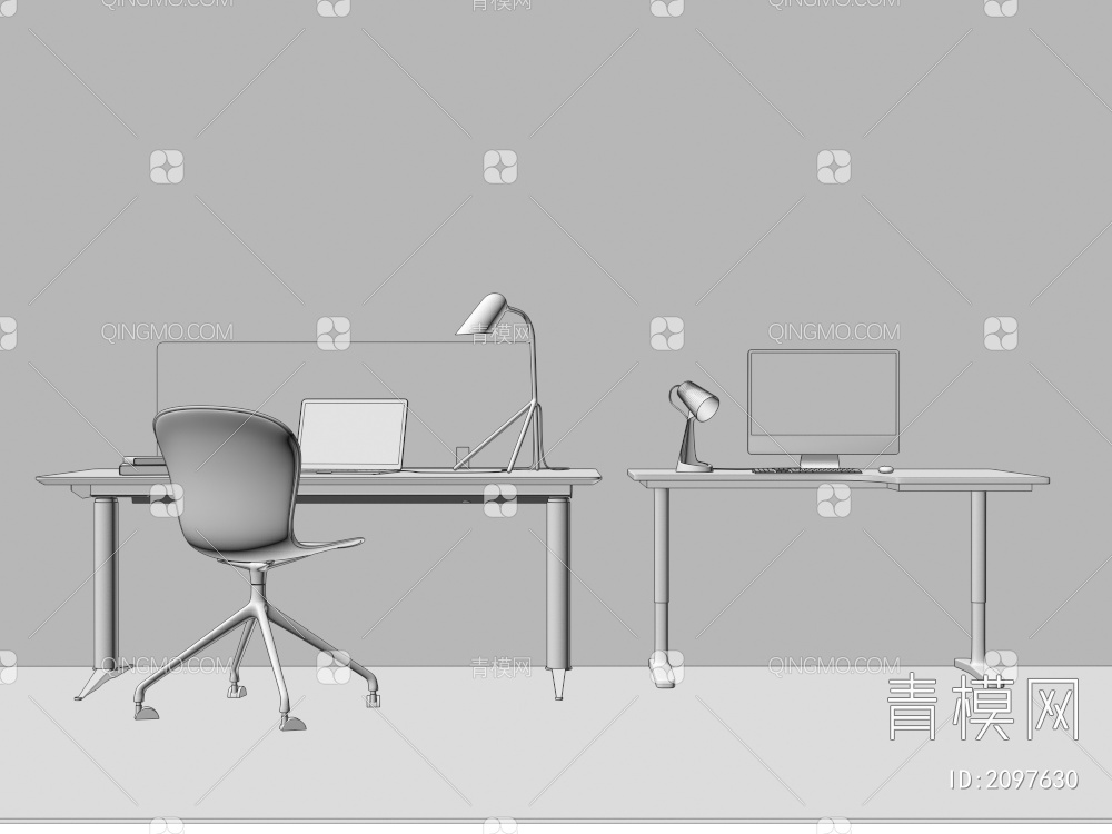 电脑桌椅3D模型下载【ID:2097630】