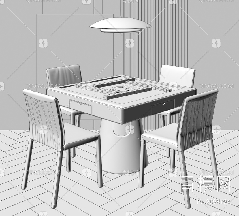 麻将桌椅组合3D模型下载【ID:2098124】