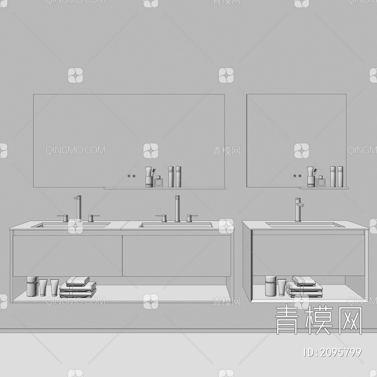 卫浴柜 浴室柜 洗手台3D模型下载【ID:2095799】
