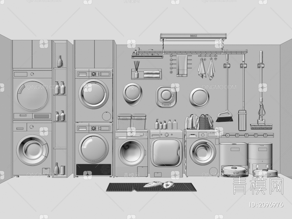 洗衣柜 洗衣机柜 洗衣房3D模型下载【ID:2096976】