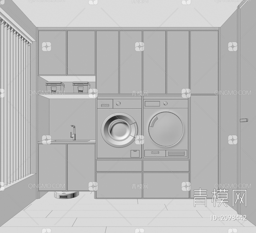 洗衣房3D模型下载【ID:2098442】