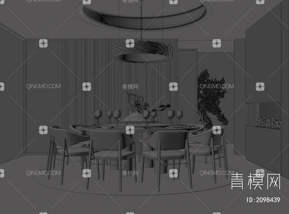 餐厅包房 包厢3D模型下载【ID:2098439】