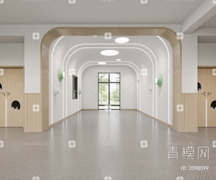 CR幼儿园大厅 攀爬墙 走廊3D模型下载【ID:2098599】