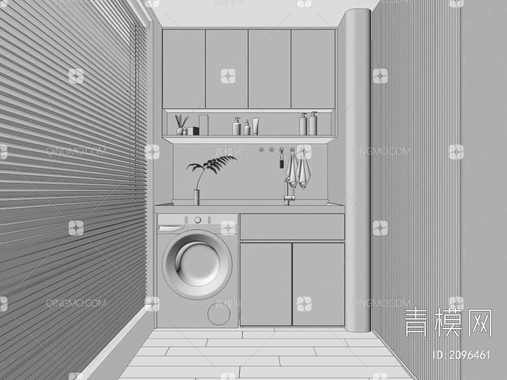 阳台洗衣机柜3D模型下载【ID:2096461】