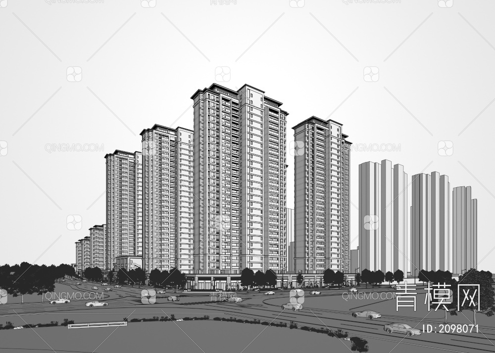 高层住宅3D模型下载【ID:2098071】
