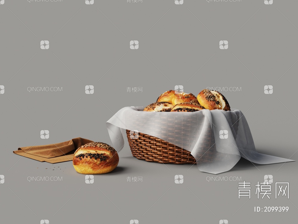 食品 早餐 烤面包3D模型下载【ID:2099399】