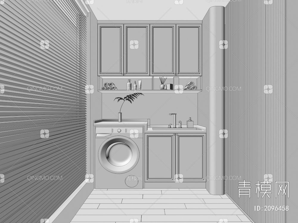 阳台洗衣机柜3D模型下载【ID:2096458】