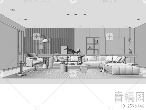 家居客厅 沙发3D模型下载【ID:2096146】