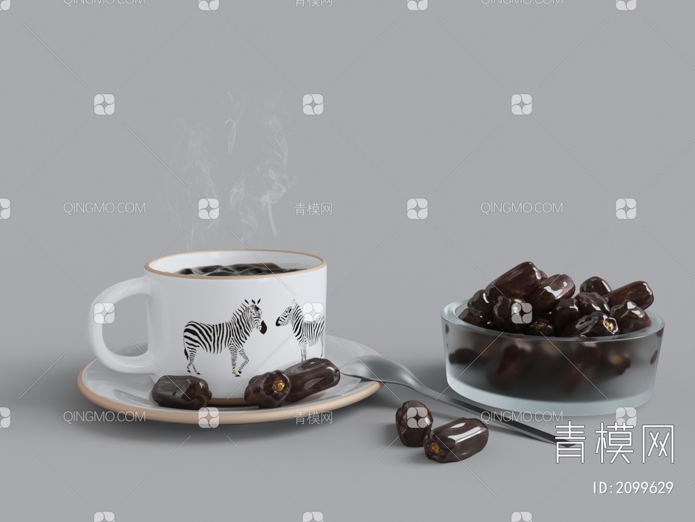 早餐 咖啡杯 红枣蜜饯3D模型下载【ID:2099629】