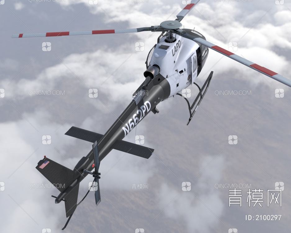 欧洲直升机AS350包含2套涂装3D模型下载【ID:2100297】