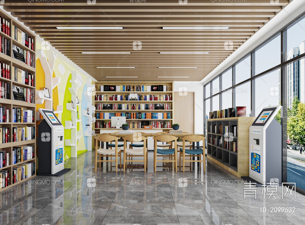 图书阅览室 图书室 休息室 图书馆 书店 书屋3D模型下载【ID:2099632】