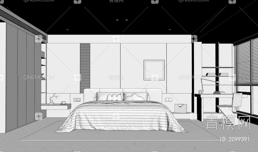 卧室，主卧，主人房3D模型下载【ID:2099391】